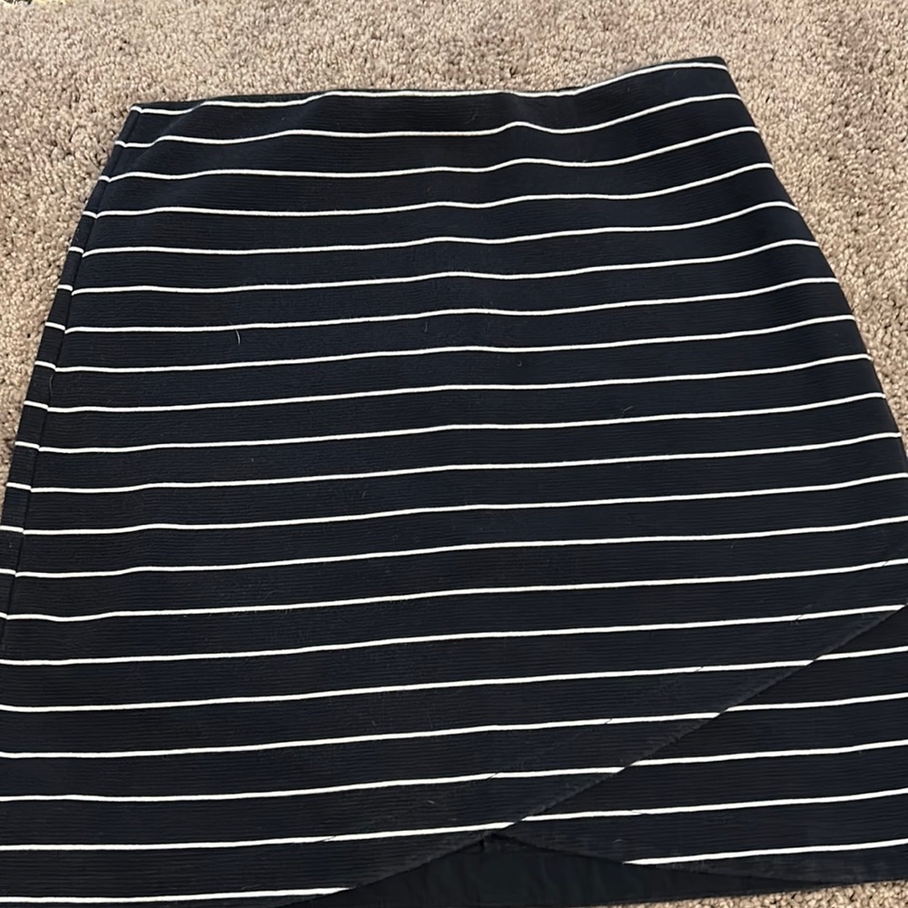 Navy & white stripe mini skirt
